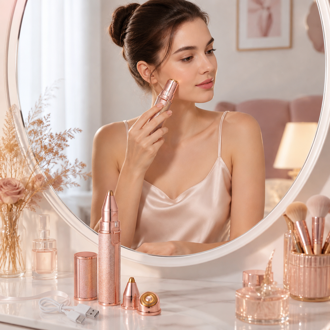 Depiladora facial 2 en 1 | Efecto purpurina
