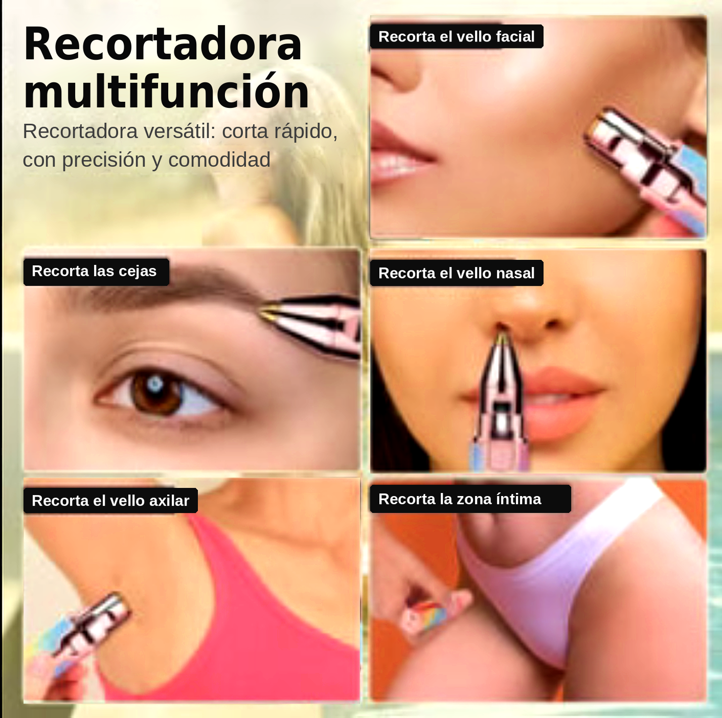 Depiladora facial 2 en 1 | Efecto purpurina